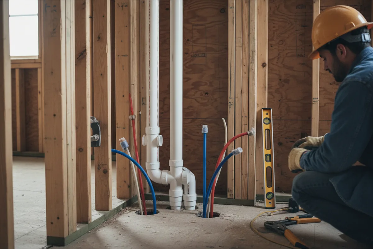 Drain and supply rough-in during Toilet Repair and Installation in Blue Springs